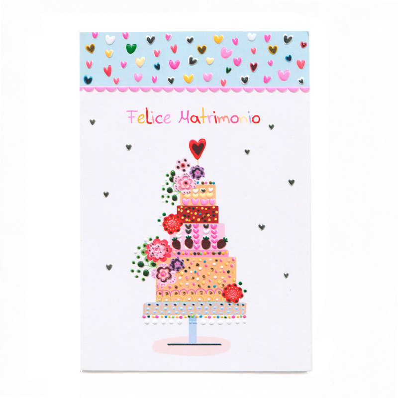 Felice Matrimonio, wedding cake illustration, wedding design, vibrant colors, Bohemian Melody collection designed by Marianna Jagoda for TMS International, published by Kartos.